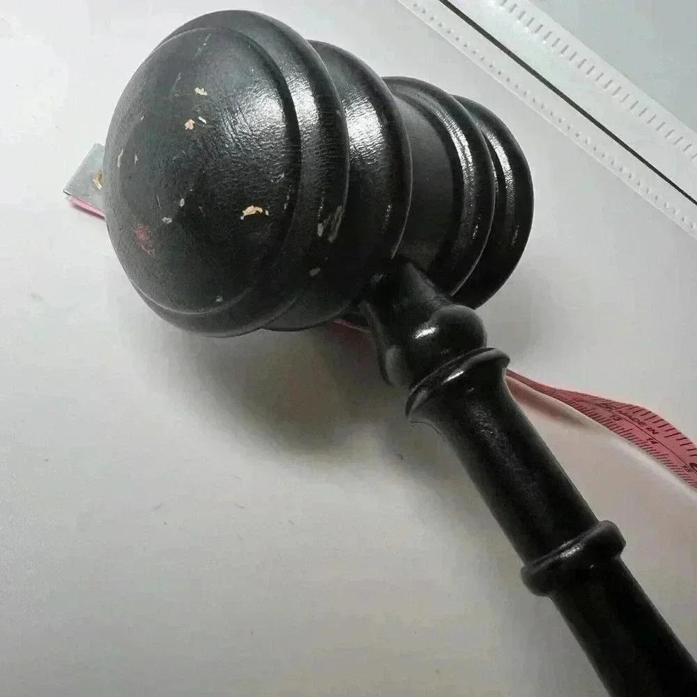 Vintage Wooden Judge Auctioneer Mallet Gravel 10" Long Black Color Wood - Picture 5 of 5